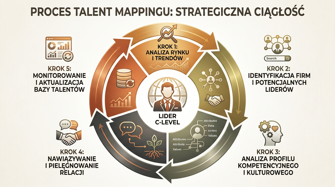 Diagram illustrating the key steps in the talent mapping process, showing stages from identification to development.